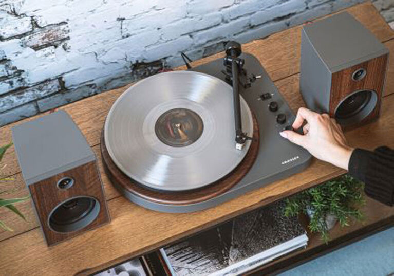 Crosley-T160 Player w/speakers-Grey