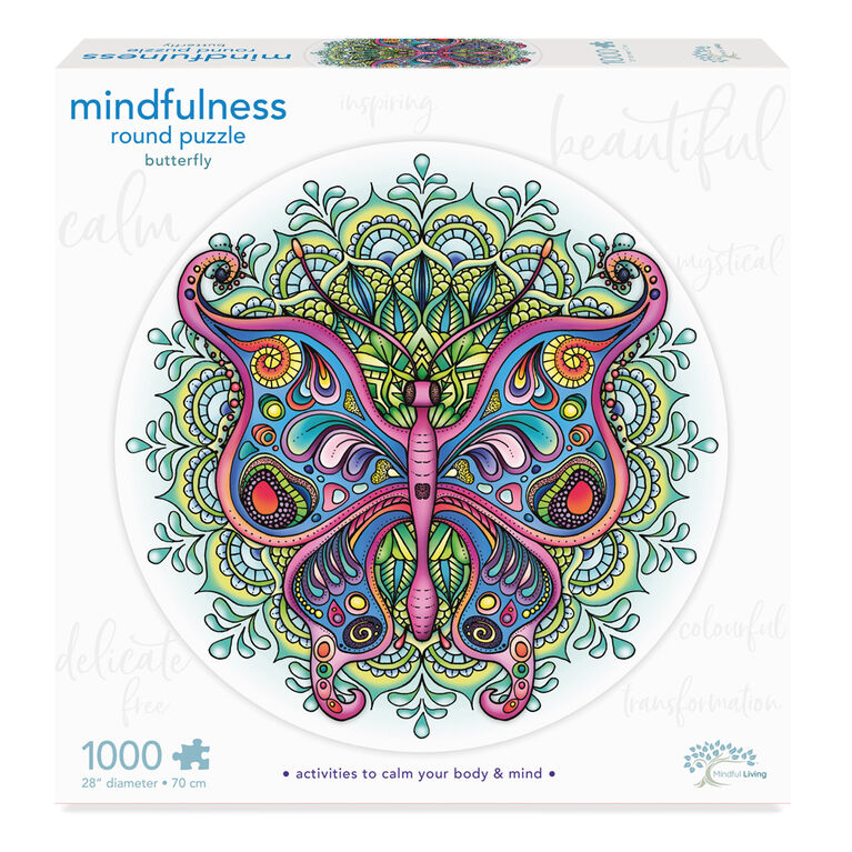 Mindful Living 1000 pc. Mandala Puzzle - Butterfly - English Edition