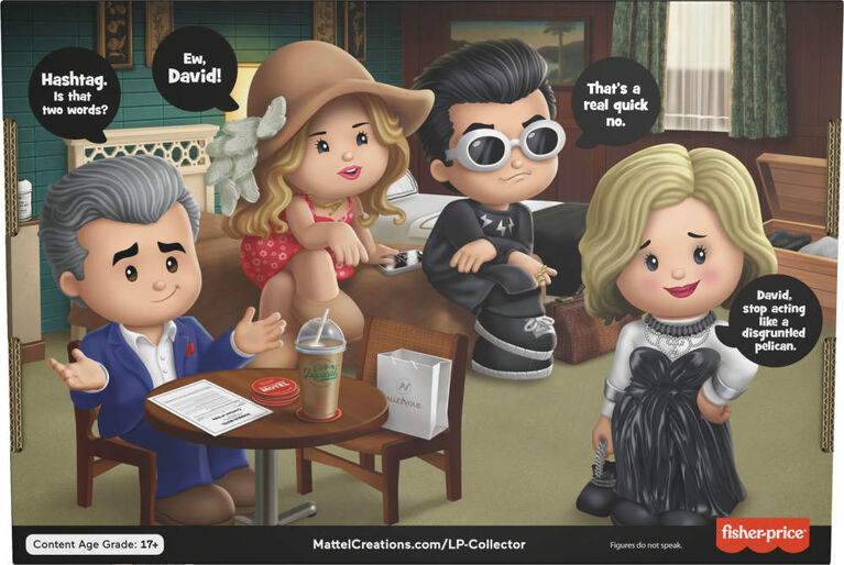 ​Coffret Schitt's Creek Little People Collector en édition spéciale offert dans une boîte-cadeau de présentation pour les adultes et les fans, 4 figurines