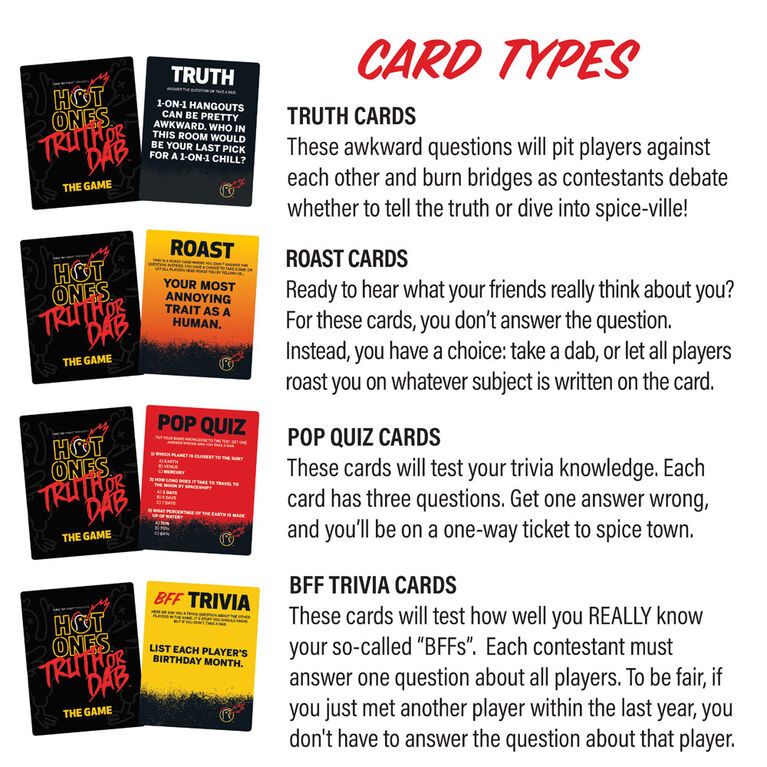 Jeu Hot Ones Truth or Dab The Game - sauce piquante incluse (pour 17 ans et plus)